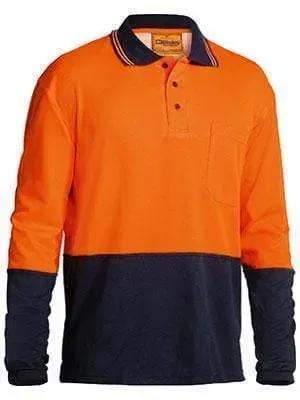 Bisley Workwear Work Wear YELLOW/NAVY (TT04) / S BISLEY WORKWEAR hi vis long sleeve polo shirt BK6234